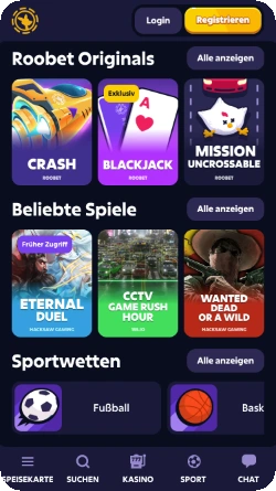 VPN location – Spiellobby Startseite mobile Ansicht