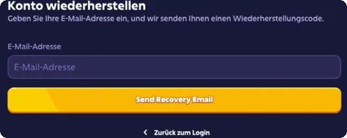 Roobet Passwort zurücksetzen – E-Mail-Adresse eingeben Formular