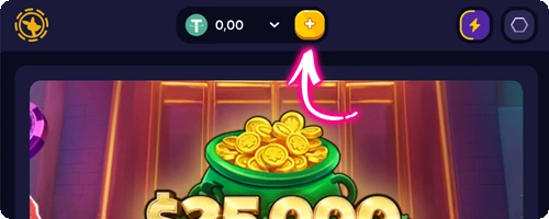 Roobet Einzahlung – Wallet-Button oben rechts auf der Startseite, Einzahlungsseite öffnet sich als Overlay