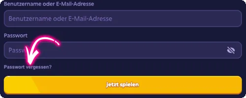 Link Passwort vergessen unterhalb des Passwortfeldes