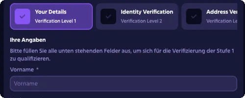 KYC Verifizierung Level 1 bis 4 Statusanzeige