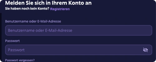 E-Mail und Passwort Eingabefelder im Login-Fenster