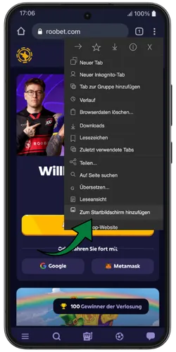 Android roobet – Chrome Menü Option Zum Startbildschirm hinzufügen
